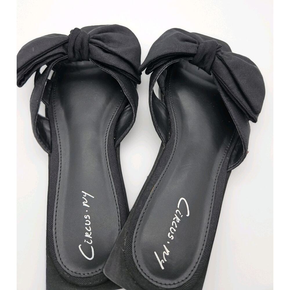 Circus by Sam Edelman Black Bow Slip-On Slide Fabric Sandals sz 6.5 - Picture 2 of 6